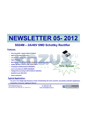 SS24M datasheet - 2A/40V SMD Schottky Rectifier High efficiency