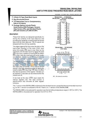 SN54ALS996JT datasheet - 8-BIT D-TYPE EDGE-TRIGGERED READ-BACK LATCHES
