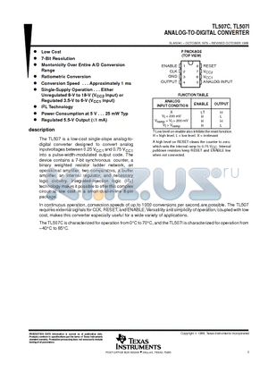 TL507C datasheet - ANALOG-TO-DIGITAL CONVERTER