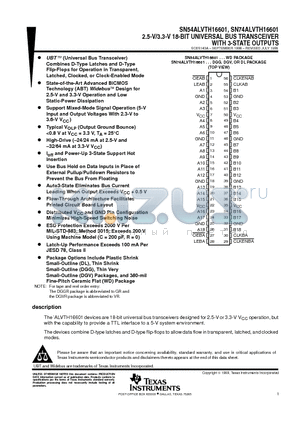 SN54ALVTH16601WD datasheet - 2.5-V/3.3-V 18-BIT UNIVERSAL BUS TRANSCEIVER WITH 3-STATE OUTPUTS