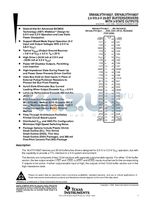 SN54ALVTH16827WD datasheet - 2.5-V/3.3-V 20-BIT BUFFERS/DRIVERS WITH 3-STATE OUTPUTS