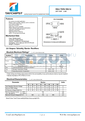 SS26 datasheet - SURFACE MOUNT SCHOTTKY BARRIER RECTIFIERS