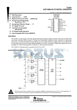 TL5501 datasheet - 6-BIT ANALOG-TO-DIGITAL CONVERTER