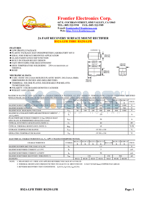 RS2K-LFR datasheet - 2A FAST RECOVERY SURFACE MOUNT RECTIFIER
