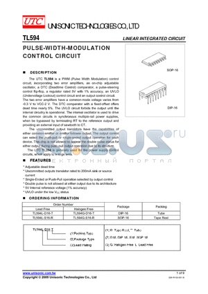 TL594L-D16-T datasheet - PULSE-WIDTH-MODULATION CONTROL CIRCUIT