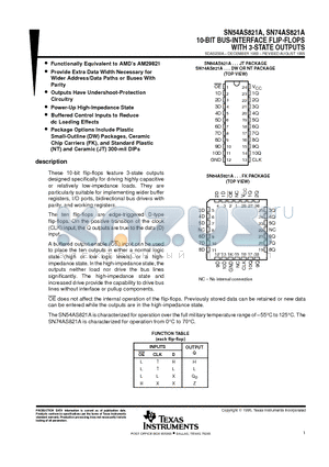 SN54AS821A datasheet - 10-BIT BUS-INTERFACE FLIP-FLOPS WITH 3-STATE OUTPUTS