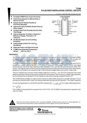TL598 datasheet - PULSE-WIDTH-MODULATION CONTROL CIRCUITS