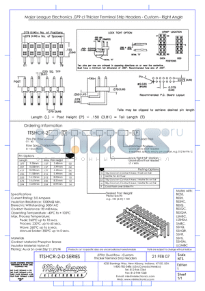 TTSHCR-2-D datasheet - .079cl Dual Row - Custom Thicker Terminal Strip Headers