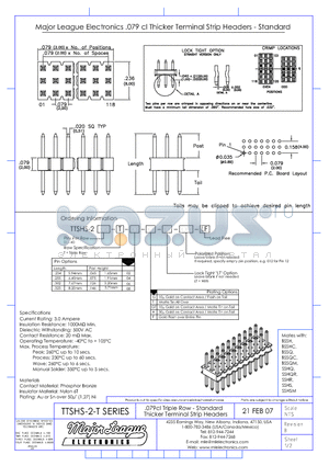 TTSHS-2-T datasheet - .079cl Triple Row - Standard Thicker Terminal Strip Headers
