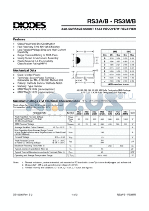 RS3A datasheet - 3.0A SURFACE MOUNT SUPER-FAST RECOVERY RECTIFIER