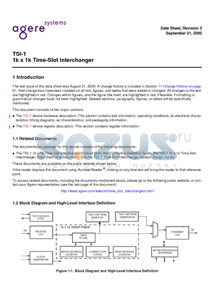 TTSI001161BL-2-DB datasheet - 1k x 1k Time-Slot Interchanger