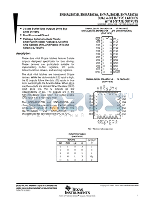 SN54AS873AFK datasheet - DUAL 4-BIT D-TYPE LATCHES WITH 3-STATE OUTPUTS