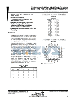 SN54AS880 datasheet - DUAL 4-BIT D-TYPE LATCHES WITH 3-STATE OUTPUTS