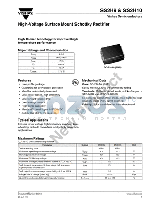 SS2H9 datasheet - High-Voltage Surface Mount Schottky Rectifier