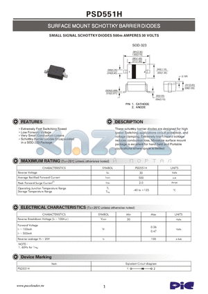 PSD551H datasheet - SURFACE MOUNT SCHOTTKY BARRIER DIODES