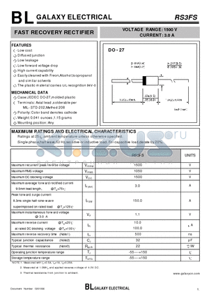 RS3FS datasheet - FAST RECOVERY RECTIFIER