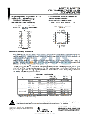 SN54BCT373J datasheet - OCTAL TRANSPARENT D-TYPE LATCHES WITH 3-STATE OUTPUTS