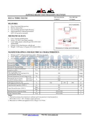 RS3G datasheet - SURFACE MOUNT FAST RECOVERY RECTIFIER