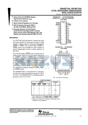SN54BCT543_08 datasheet - OCTAL REGISTERED TRANSCEIVERS WITH 3-STATE OUTPUTS