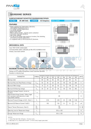 SS30150-HE datasheet - SURFACE MOUNT SCHOTTKY BARRIER RECTIFIER