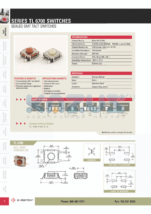 TL6700 datasheet - SEALED SMT TACT SWITCHES