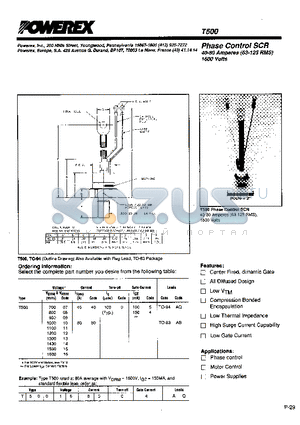 T5000780 datasheet - Phase Control SCR (40-80 Amperes (63-125 RMS) 1600 Volts)