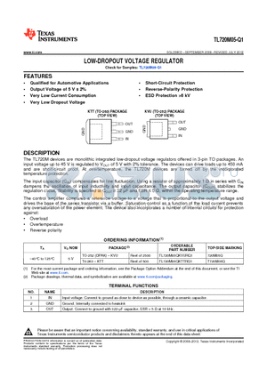 TL720M05-Q1 datasheet - LOW-DROPOUT VOLTAGE REGULATOR