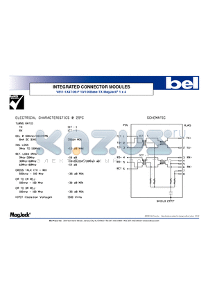 V811-1X4T-06-F datasheet - INTEGRATED CONNECTOR MODULES V811-1X4T-06-F 10/100Base-TX MagJack 1 x 4