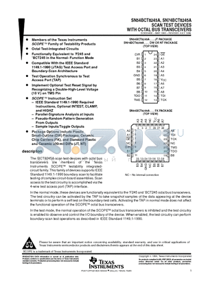 SN54BCT8245A_08 datasheet - SCAN TEST DEVICES WITH OCTAL BUS TRANSCEIVERS