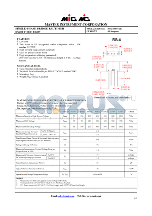 RS401 datasheet - SINGLE-PHASE BRIDGE RECTIFIER