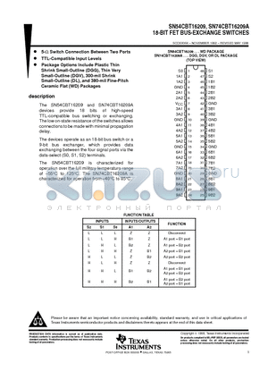 SN54CBT16209 datasheet - 18-BIT FET BUS-EXCHANGE SWITCHES