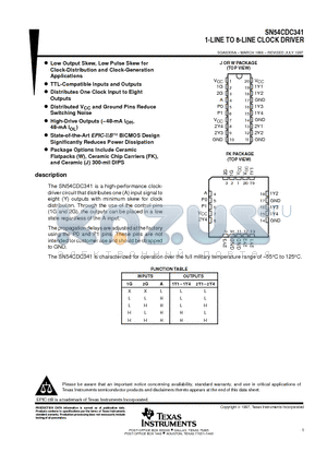 SN54CDC341 datasheet - 1-LINE TO 8-LINE CLOCK DRIVER