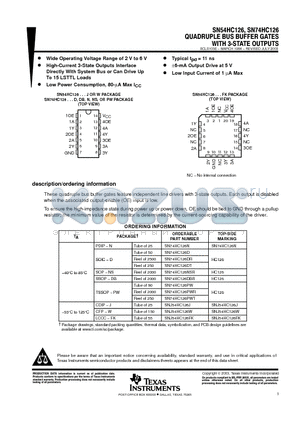 SN54CH126 datasheet - QUADRUPLE BUS BUFFER GATES WITH 3-STATE OUTPUTS