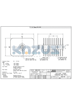 T5027A datasheet - OUTLINE, COAX TERMINATION, 50W, TYPE-N