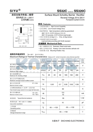 SS310C datasheet - Surface Mount Schottky Barrier Rectifier Reverse Voltage 20 to 200 V Forward Current 3.0 A