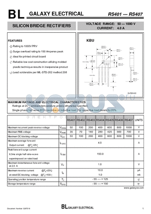 RS402 datasheet - SILICON BRIDGE RECTIFIERS