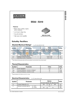 SS33 datasheet - Schottky Rectifiers