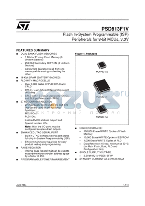 PSD813F1AV-12MIT datasheet - Flash In-System Programmable (ISP) Peripherals for 8-bit MCUs, 3.3V