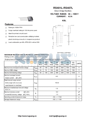 RS403L datasheet - Silicon Bridge Rectifiers