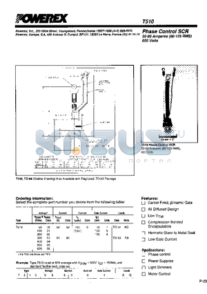 T5100680 datasheet - Phase Control SCR (50-80 Amperes (80-125 RMS) 600 Volts)