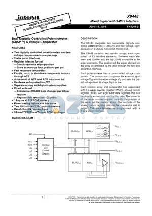 X9448WP24 datasheet - Mixed Signal with 2-Wire Interface