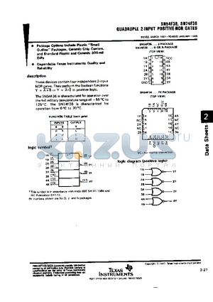 SN54F36 datasheet - QUADRUPLE 2-INPUT POSITIVE-NOR GATES