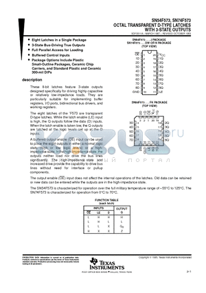 SN54F573FK datasheet - OCTAL TRANSPARENT D-TYPE LATCHES WITH 3-STATE OUTPUTS