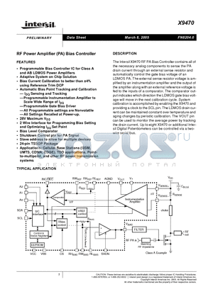 X9470V24I datasheet - RF Power Amplifier (PA) Bias Controller