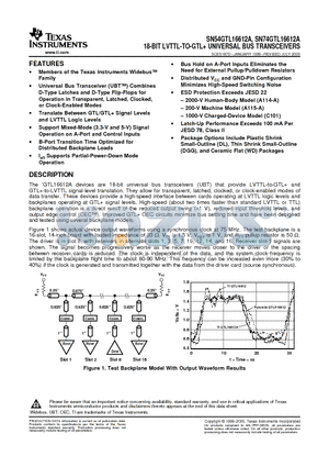 SN54GTL16612A datasheet - 18-BIT LVTTL-TO-GTL UNIVERSAL BUS TRANSCEIVERS