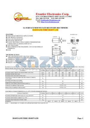 RS4933-LFR datasheet - 1A SURFACE MOUNT FAST RECOVERY RECTIFIERS