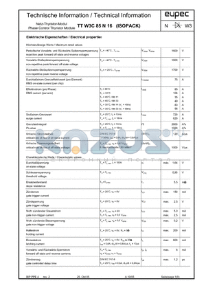 TTW3C85N16 datasheet - Phase Control Thyristor Module