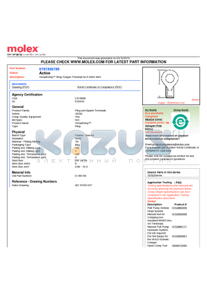 SD-19193-037 datasheet - VersaKrimp Ring Tongue Terminal for 8 AWG Wire