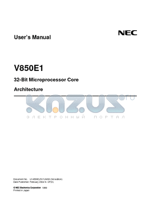 V850E/SV2 datasheet - 32-Bit Microprocessor Core