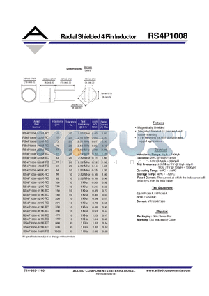 RS4P1008-560K-RC datasheet - Radial Shielded 4 Pin Inductor